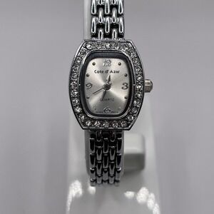 Côte d'Azur Women's Quartz Watch Silver Rhinestone‎ Bezel- New Battery
